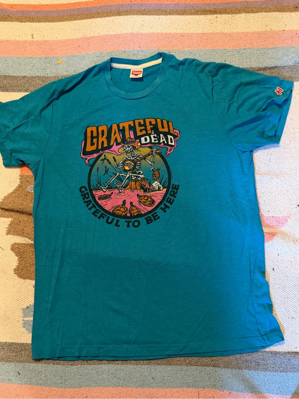 Homage Grateful Dead T-Shirt Mens XL Happy To Be Here, Banjo Playing Skeleton